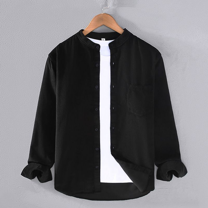 Spring Japanese Fresh Corduroy Shirt Men's Trendy Retro Striped Velvet Small Coat Korean Casual Long Sleeved Shirt_viptrois.com
