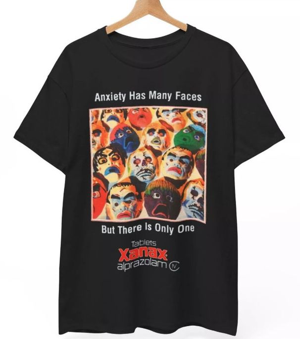 Xanax Anxiety Has Many Faces White 100% Cotton T-shirt Mens Tees Top, Aphex Twin Unisex Shirt S-4XL_viptrois.com