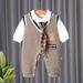 Super Cute And Fashionable Baby Clothes Spring And Autumn College Style Baby Jumpsuit Autumn Clothes Fake Two Piece Gentleman Going Out Clothes Romper_viptrois.com