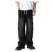 Men's Clothing new high street wide leg casual long trousers washed retro big pocket workwear jeans men autumn_viptrois.com