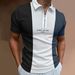 2025d Men's Casual Color Block Short Sleeve Zipper Turn-down Collar 3D Printed Polo Shirt_viptrois.com