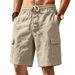 Men's Summer Linen Casual Work Shorts Breathable Loose Multi Pocket Style Cotton And Linen Work Pants_viptrois.com