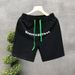 Men's Loose-Fit 5-Inch Breathable Quick-Dry Casual Beach Shorts Trendy Prints White Black Green S-3XL_viptrois.com