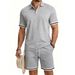 Summer Casual Men's Polo Shirt And Shorts Set Loose Fit Simple Style Men's Clothing_viptrois.com