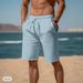 Men's Clothing Summer Beach Shorts Drawstring Elastic Waist Straight Tube Flat Comfortable Breathable Shorts_viptrois.com