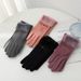 Women's gloves autumn and winter cute thickened velvet ladies cycling windproof cold proof five finger touch screen cycling spring and autumn style_viptrois.com