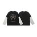 American-style Trendy Brand Men's Faux Two-piece Long-sleeve T-shirt With Washed Vintage High Street Skull_viptrois.com