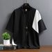 2025 Summer New Ice Silk Crew Neck Top Loose And Versatile Half-sleeved Trendy Men Handsome And Versatile Contrasting Short Sleeves_viptrois.com
