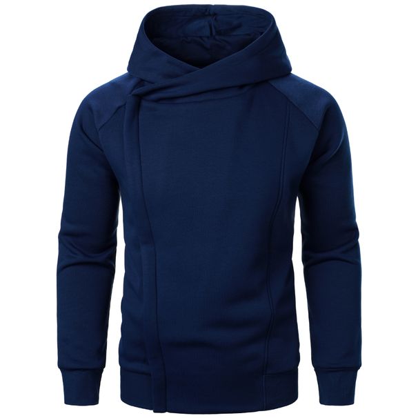 New Side Zipper Design Hooded Men's Solid Color Jacket Fashionable Casual Cardigan Sweatshirt_viptrois.com