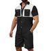 Men's New Chest Double Pocket Buttoned Color Matching Short Sleeved Cardigan Shirt Shorts Casual Suit_viptrois.com