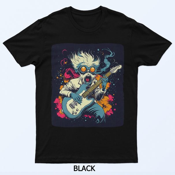 Vibrant Crazy Scientist And Guitar Combo For A Rock Vibe T-Shirt Mens Womens Tees Top_viptrois.com