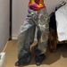 3D Digital Chain Print Vintage Jeans Punk Wasteland Trendy Design Niche Loose Wide-Leg Pants For Men_viptrois.com