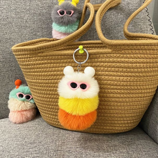 Bag Charm New Cute Caterpillar Keychain Cartoon Plush Doll Bag Pendant Creative Car Keychain Small Gift_viptrois.com
