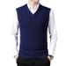 Men's Wool Blend V-Neck Sleeveless Vest - Stylish Casual Pullover Sweater For Autumn, Lightweight & Breathable, Solid & Camo Patterns_viptrois.com