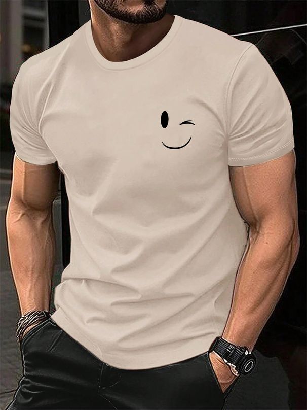 Camiseta De Verano Para Hombre, 100% Algodón Puro, Moderna, Informal, Holgada, Con Estampado De Ojos, Cuello Redondo, Manga Corta._viptrois.com