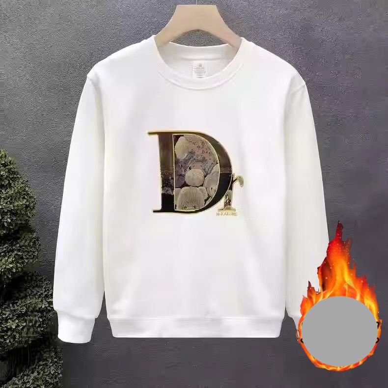 Men's Clothing Autumn And Winter New Style Trendy Personalized Printed Cotton Sweatshirt Men's Slim Fit Pullover Round Neck Plus Velvet Top_viptrois.com