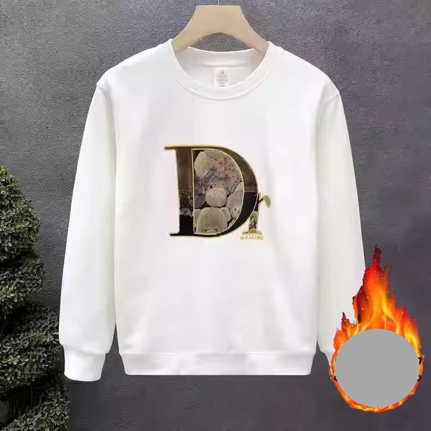 Men's Clothing Autumn And Winter New Style Trendy Personalized Printed Cotton Sweatshirt Men's Slim Fit Pullover Round Neck Plus Velvet Top_viptrois.com