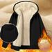 "Men's Fleece-Lined Hooded Cardigan – Plush Velvet Texture, Oversized Fit (Black, M-5XL)"_viptrois.com