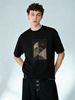 European Style Men's Short Sleeve T-Shirt, Abstract Geometric VERTIGE Print, Casual Round Neck Streetwear Tee_viptrois.com