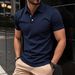 2026 Men's Casual Shirt - Solid Color Buttoned Short Sleeve T-Shirt With Double-sided Beads And Breathable POLO Style Shirt For Men_viptrois.com