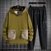 Men's Clothing Men's Spring and Autumn Korean Style Fashion Large Size Hooded Sweatshirt Loose and Comfortable Sweatpants a Complete Set_viptrois.com