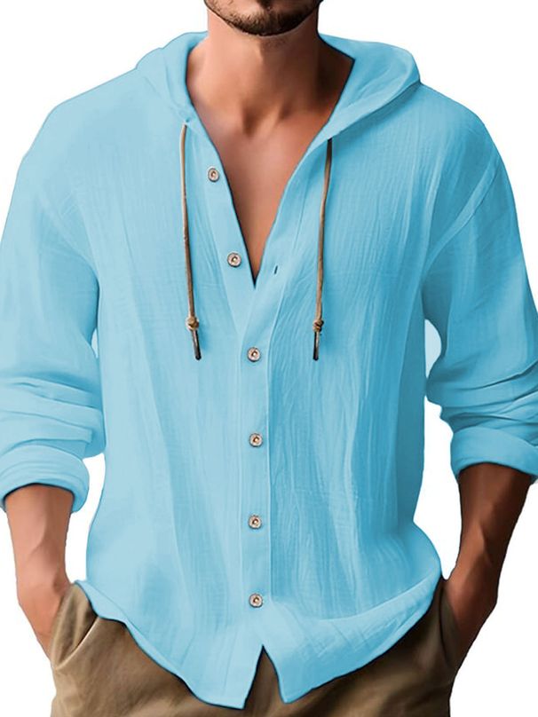Men's Clothing Distribution Of Men's Casual Long Sleeved Shirts, Cotton And Linen T Shirts, Hooded Fashionable And Versatile Loose Beach Sweatshirts_viptrois.com