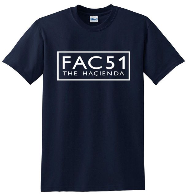 FAC 51 100% Cotton T-shirt Mens Tees Top RAVE HACIENDA FACTORY RECORDS DANCE MUSIC JOY HAPPY MONDAYS ROSE_viptrois.com