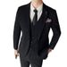 Men's Clothing Slim Fit Blue Stripe Suit Three-Piece Set, Formal Wedding Groom Tuxedo, Business Office Blazer & Pants, Korean Style Tailored Suit _viptrois.com