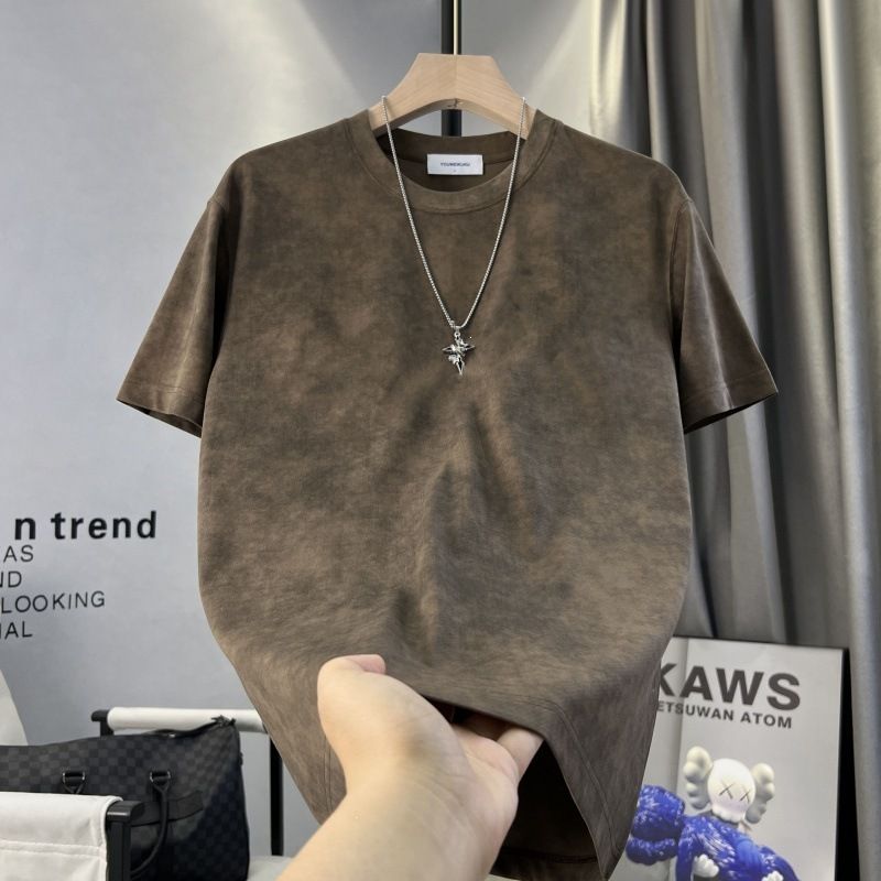 Trendy Brand Men's Tie Dye Distressed Short Sleeve T-Shirt Slim Fit Style Summer Top Casual Male Wear_viptrois.com