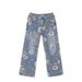 Men's Clothing Street Print Jeans For Men Autumn Trend Vibe Style Loose Versatile Design Mopping Wide Leg Pants_viptrois.com