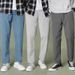 Men's Clothing Thin Solid Color Straight Casual Pants Fashionable and Versatile Cropped Pants_viptrois.com