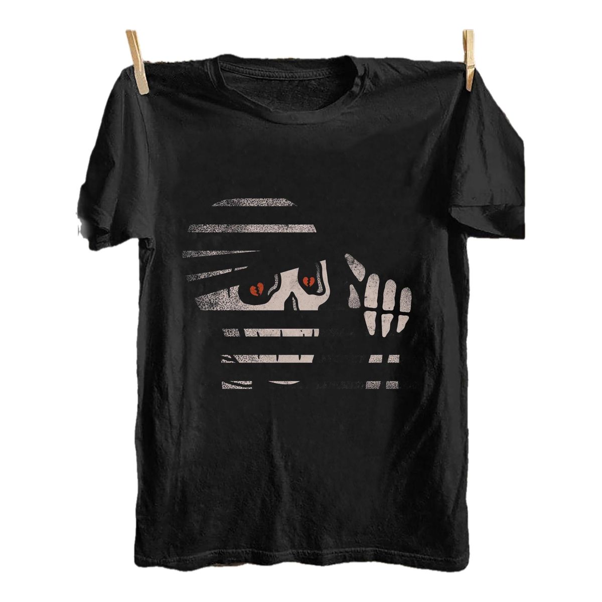 Hombre Estilo Punk Rock Vintage - Suave 100% Algodón, Estampado Clásico Con Diseño Cabeza Momia, Camiseta Casual_viptrois.com