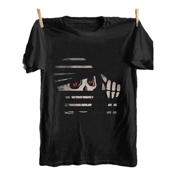 Hombre Estilo Punk Rock Vintage - Suave 100% Algodón, Estampado Clásico Con Diseño Cabeza Momia, Camiseta Casual_viptrois.com