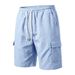 Breathable Men's Linen Work Shorts With Multiple Pockets, Lightweight & Relaxed Fit For Summer_viptrois.com