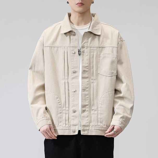 Loom Italy 2025 Spring And Autumn Denim Men's American Style Trendy Brand Beige Workwear Casual Jacket Top_viptrois.com