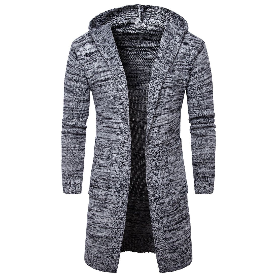 Pure Winter New Hooded Thickened Cardigan European Size Men's Solid Color Knitted Sweater Spring Autumn Jacket_viptrois.com