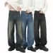 Men's Workwear Jeans With Structural Seam Design & Curved Utility Pockets Loose Fit Denim Pants For All Seasons (XS-XL)_viptrois.com