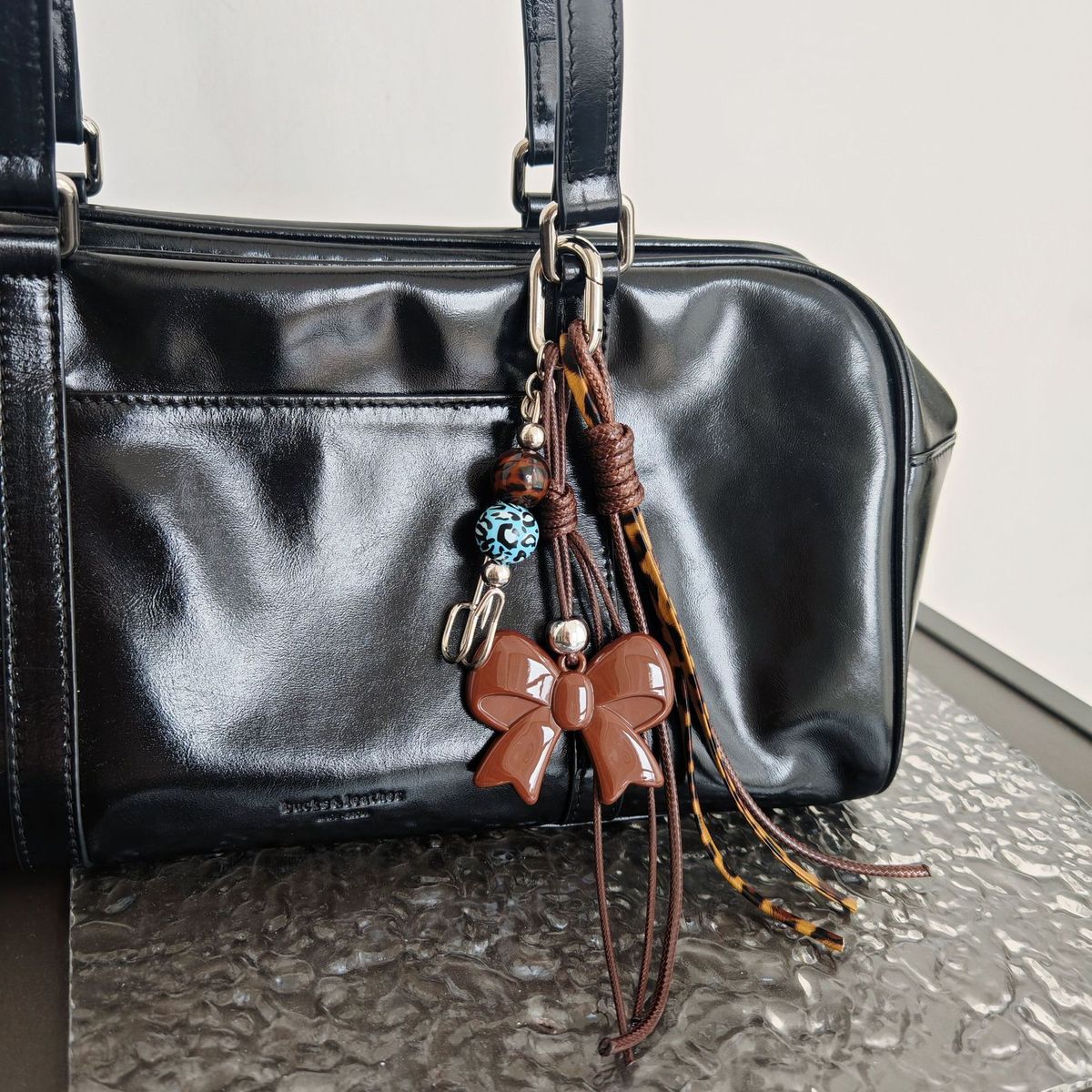 Red Bow Tie Bag Pendant, Braided Rope Keychain_viptrois.com