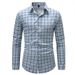 Men's Clothing Plaid Striped Printed Shirt Casual Short Sleeved Lapel Shirts_viptrois.com