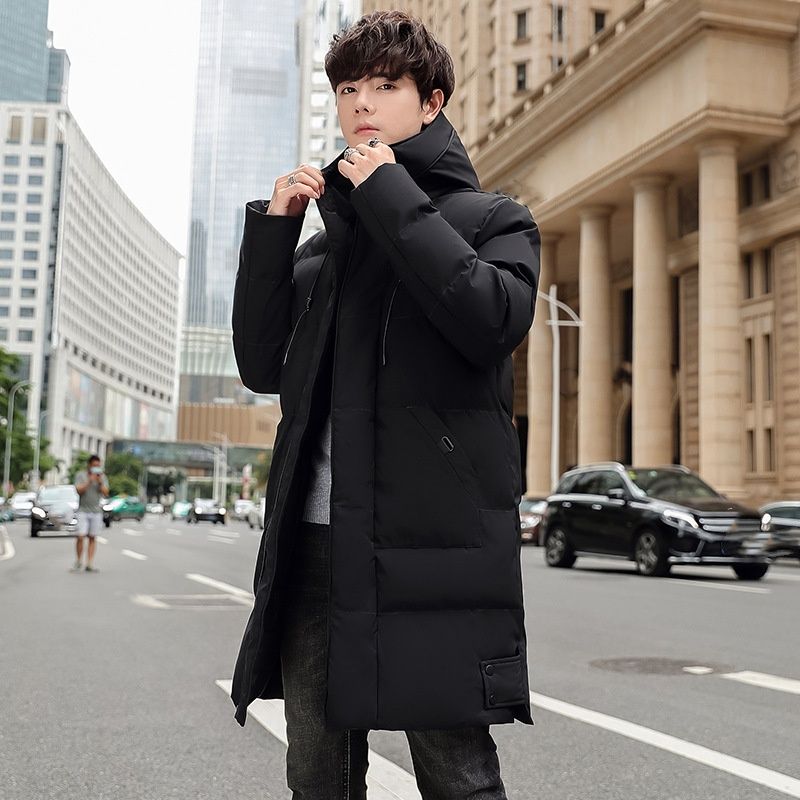 Men's Longline Zip-Up Hooded Jacket – Korean Style, Reversible, Warm Winter Coat (Gray/Black/Army Green, M-8XL, All-Season Wear)_viptrois.com
