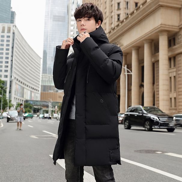 Men's Longline Zip-Up Hooded Jacket – Korean Style, Reversible, Warm Winter Coat (Gray/Black/Army Green, M-8XL, All-Season Wear)_viptrois.com
