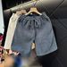 Men's Clothing Men's Summer Casual Beach Pants Old Style Apricot Diagonal Knit Elastic Waist Five Point Niche Design Shorts_viptrois.com