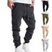 Men's Multi-Pocket Cargo Pants With Drawstring - Casual Workout Joggers, Loose Fit Comfortable Trousers For Outdoor & Daily Wear_viptrois.com