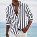 Men's Casual Long Sleeve Striped Shirt - Breathable Stretch Fabric, Lightweight & Comfortable, Versatile For Work & Leisure_viptrois.com