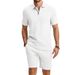 Men's Summer Casual Short Sleeve Polo Shirt & Shorts Set | Breathable Checkered Pattern | Relaxed Fit For Vacation & Daily Wear_viptrois.com