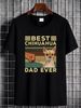 Best Chihuahua Dad Ever Funny Animal Lover Gift Retro Men's Short Sleeve T Shirt Versatile Stylish Slightly Graphic Top For Everyday Wear_viptrois.com
