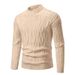 Men's Semi-Turtle Neck Sweater, Jacquard Knit Pullover, Breathable & Stretchable Polyester Blend, Slim Fit Thermal Base Layer (Black/_viptrois.com