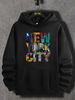 Men's Autumn And Winter Casual Fashion Loose Hooded Sweatshirt New York Letter Printed Warm Long Sleeved Pullover_viptrois.com