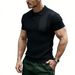 2026 New Model POLO Shirt Short-Sleeve Knitted T-Shirt Men's Collarless Open-Worked Texture Vintage Style_viptrois.com