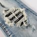 Men's Clothing High street style pleated cashew flower ripped slim fitting skinny pants _viptrois.com